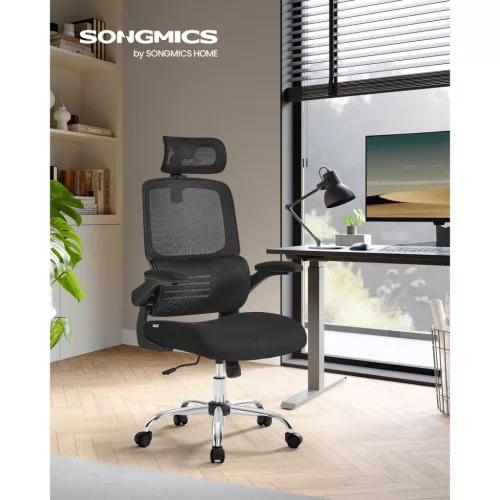 Irodai forgószék, ergonomikus, hálós háttámlával, fejtámasszal, hintázó