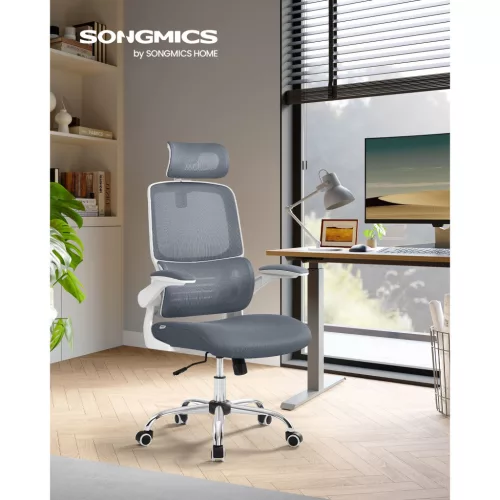 SONGMICS Irodai Szék, Íróasztali Szék, Ergonomikus, Összecsukható Karfák, Magas