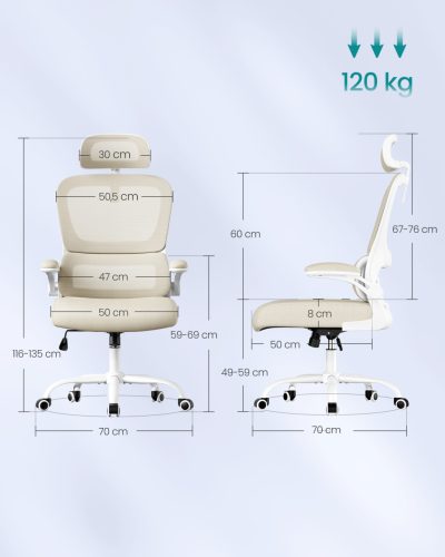 Irodai ergonomikus szék, dupla rétegű hálós huzattal, állítható fejtámasszal