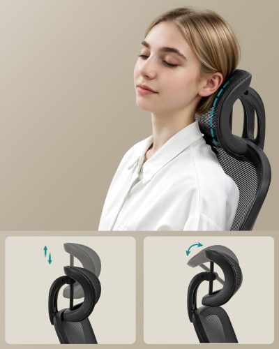 Irodai szék, ergonomikus, hálós, dönthető, párnázott deréktámasszal, fekete