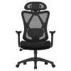 Irodai ergonomikus szék, állítható deréktámasszal és fejtámlával, fekete