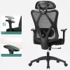 Irodai ergonomikus szék, állítható deréktámasszal és fejtámlával, fekete