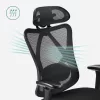 Irodai ergonomikus szék, állítható deréktámasszal és fejtámlával, fekete