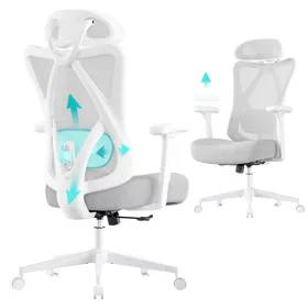   Irodai ergonomikus szék, állítható hálós háttámlával, galambszürke szövet