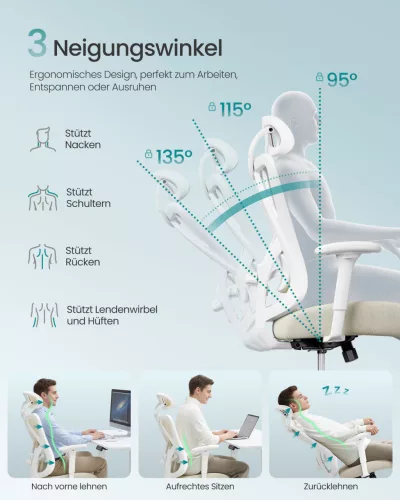 Irodai ergonomikus szék, állítható hálós háttámlával, bézs szövet