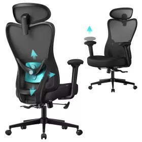   Irodai szék, ergonomikus, állítható deréktámasszal, fekete