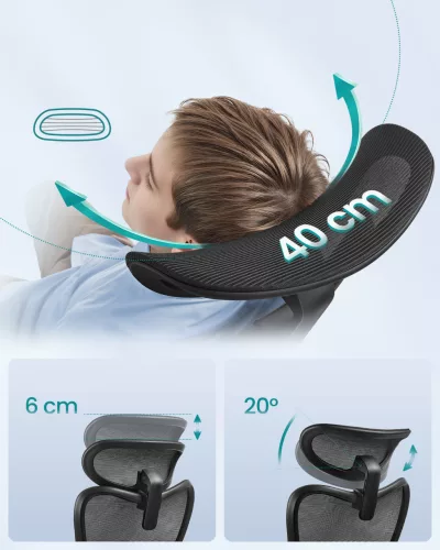 Irodai szék, ergonomikus, állítható deréktámasszal, fekete