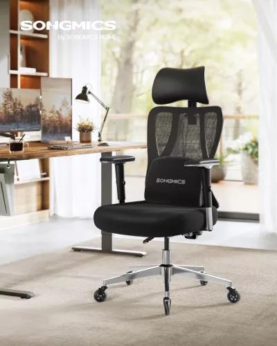 Irodai szék, ergonomikus, állítható támasz, tinta fekete