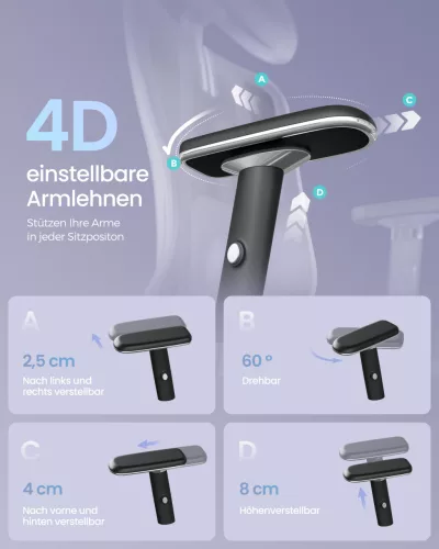 Irodai szék, ergonomikus, állítható támasz, tinta fekete