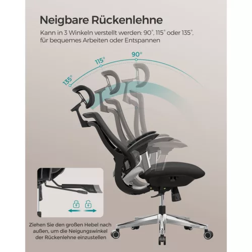 Irodai szék, ergonomikus, dönthető, állítható ülés, fekete