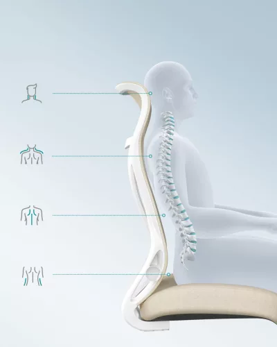 Irodai ergonomikus szék, állítható magasságú, fejtámlás, cappuccino bézs