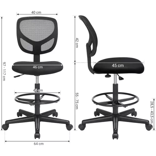 SONGMICS Hálós Munkaszék, OBN15BK