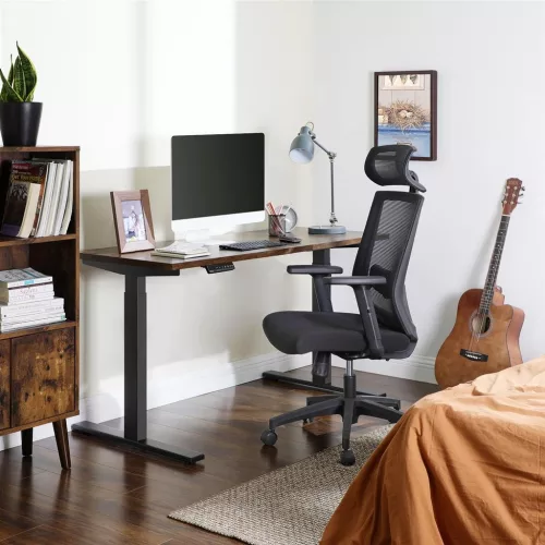 Irodai forgószék, ergonomikus, hálós, állítható fejtámasz, fekete