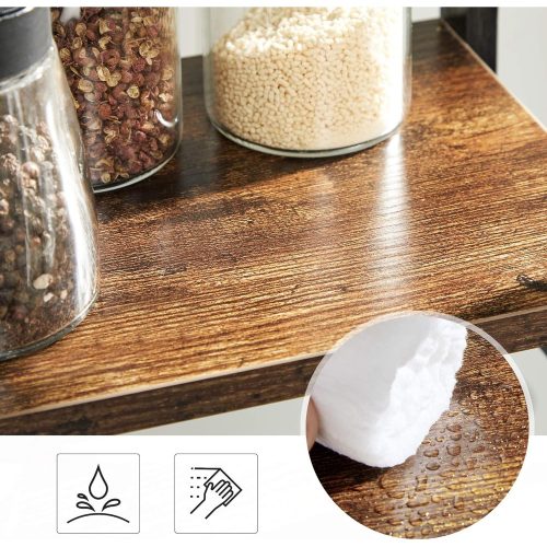 SONGMICS Fűszertartó, 2 szintes pulttetej tároló polc, asztali rendező, bambusz keret,