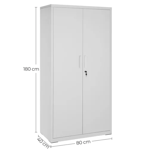 Irodai szekrény, többfunkciós acél tároló, szürke, 80x40x180 cm