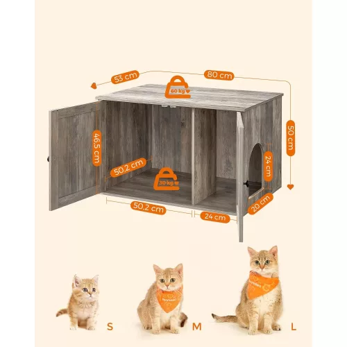 FEANDREA Greige PCL002G01 Macska alomtálca szekrény ajtókkal macska alomtálca macska ház