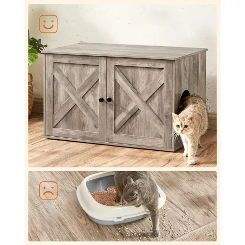 FEANDREA Greige PCL002G01 Macska alomtálca szekrény ajtókkal macska alomtálca macska ház
