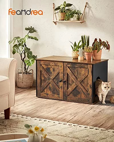 FEANDREA PCL002X02 Macskaszobor ajtókkal Vintage barna / fekete