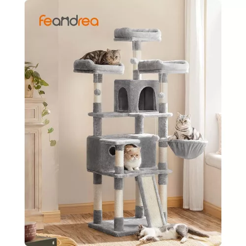 FEANDREA Macska fa, XXL Macska lakás 172 cm, Világosszürke PCT019W01