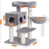 FEANDREA Macska fa, Macska torony XXL plüss pihenővel, Állítható egységekkel, Macska