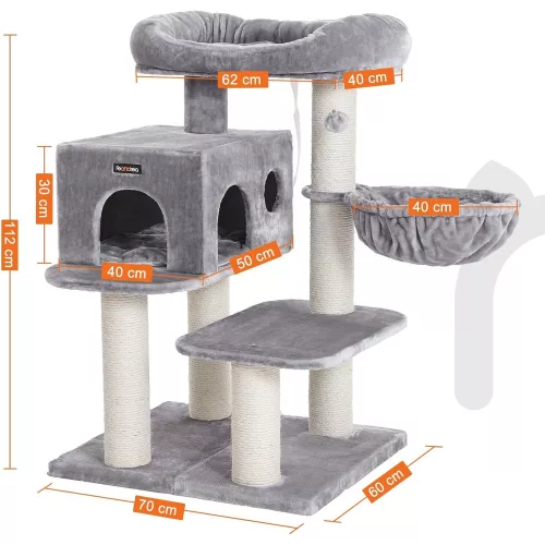 FEANDREA Macska fa, Macska torony XXL plüss pihenővel, Állítható egységekkel, Macska