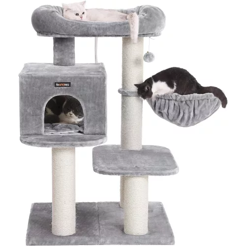 FEANDREA Macska fa, Macska torony XXL plüss pihenővel, Állítható egységekkel, Macska