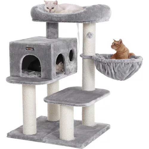 FEANDREA Macska fa, Macska torony XXL plüss pihenővel, Állítható egységekkel, Macska