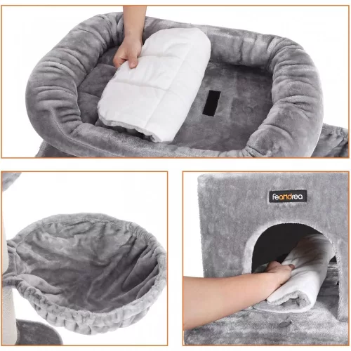 FEANDREA Macska fa, Macska torony XXL plüss pihenővel, Állítható egységekkel, Macska