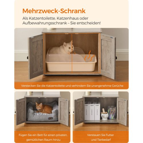 Feandrea Greige PCT113G01 Macskakaparó oszlop macskaalom tálca szekrénnyel, 2 az 1-ben