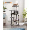 FEANDREA Macska fa, macska lakóhely függőággyal, 143 cm, világosszürke PCT161W01