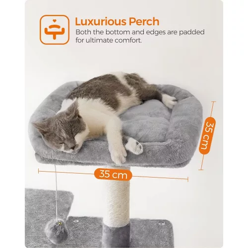 FEANDREA Macska fa, macska lakóhely függőággyal, 143 cm, világosszürke PCT161W01