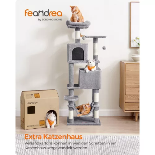 Feandrea Macskafa, 155 cm magas macskatorony beltéri macskáknak, plüss, többszintes