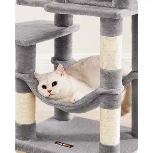 Feandrea macskafa, macska kondó függőággyal, 112 cm, világosszürke PCT261W01