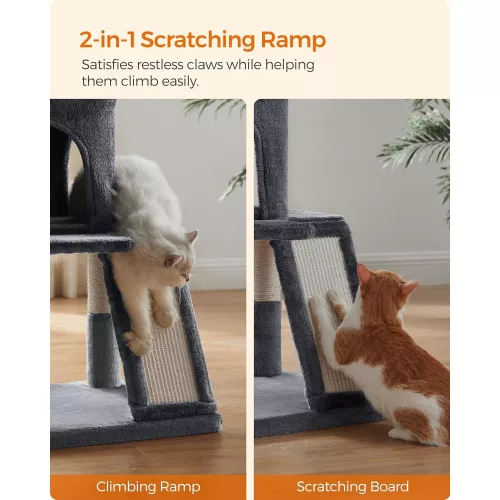 FEANDREA Macska fa, Macska torony, Szélesített pihenőhely nagy macskáknak, Füstszürke PCT51G