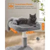 FEANDREA többszintes macska fa, 110 cm magas macska torony, macska lakás, világosszürke PCT52W