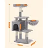 FEANDREA többszintes macska fa, 110 cm magas macska torony, macska lakás, világosszürke PCT52W
