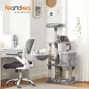 FEANDREA Stabil Macskafa, Játéktorony 138 cm, Világosszürke PCT60W