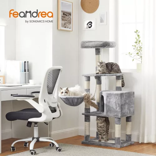 FEANDREA Stabil Macskafa, Játéktorony 138 cm, Világosszürke PCT60W