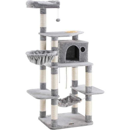 FEANDREA Macska fa, Játéktorony 164 cm, Világosszürke PCT99W
