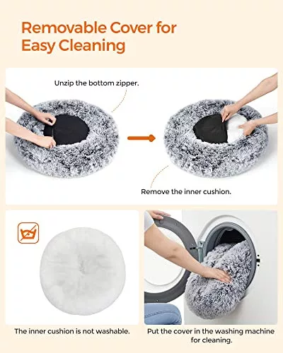FEANDREA Kutyafekhely, Donut macskafekhely, puha nyugtató állatfekhely eltávolítható, mosható