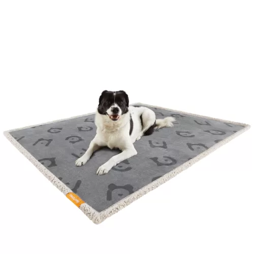 Vízálló kutyatakaró, Sherpa plüss pléd közepes testű kutyáknak, szürke