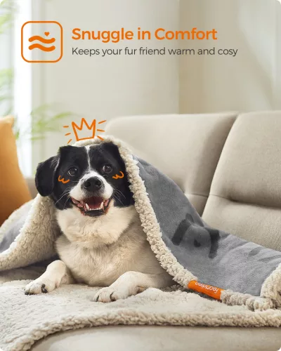 Vízálló kutyatakaró, Sherpa plüss pléd közepes testű kutyáknak, szürke