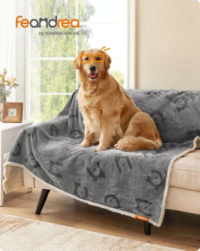 Vízálló kutyatakaró, Sherpa plüss pléd nagy méretű kutyáknak, szürke