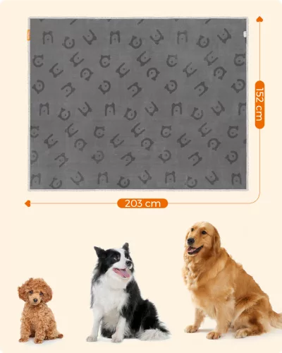 Vízálló kutyatakaró, Sherpa plüss pléd nagy méretű kutyáknak, szürke