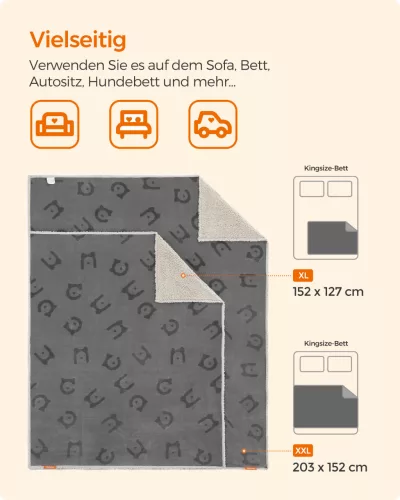 Vízálló kutyatakaró, Sherpa plüss pléd nagy méretű kutyáknak, szürke