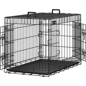 FEANDREA Kutyabox, összecsukható, 92,5 cm hosszú, 2 ajtóval, L méret, fekete PPD36H