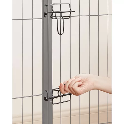 FEANDREA 8-Panel Háziállat Kifutó, Erős Kutyakerítés, 77 x 100 cm, Fekete PPK81H