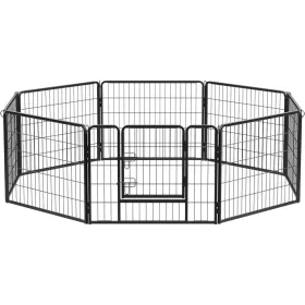 FEANDREA 8-Panel Háziállat Kifutó, Vas Kutyakennel, Erős Háziállat Kerítés, Kölyökkutya