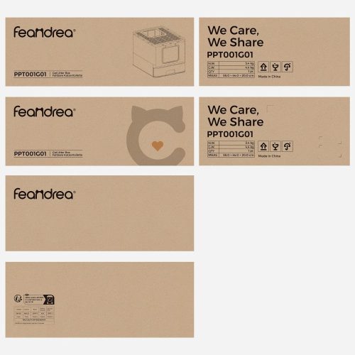 FEANDREA Macska WC tálcával és fedéllel, macskák számára akár 15 kg súlyig, zabpehely