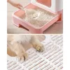 Macskaalom doboz, kihúzható tálca, rózsaszín és fehér 54x42x38cm